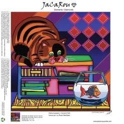 Peinture Aux Diamants - Chat Et Poisson (Ronds)