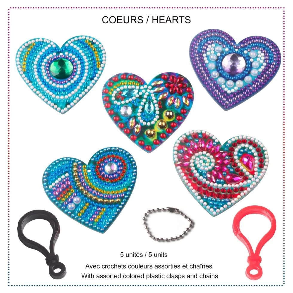 Peinture Aux Diamants - Porte-Clés Coeurs 1 Peinture Aux Diamants - Porte-Clés Coeurs
